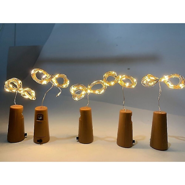 10 st 2 LED-vinflaskkork-fairysträngbatterilampor Bröllopsdekoration [DB] Warm white Warm white