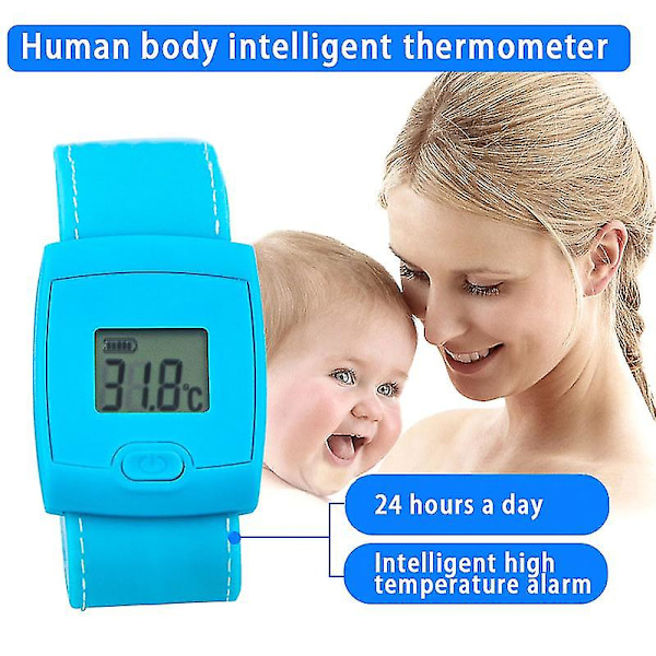 Digital Baby Smart Bluetooth Termometer Armband med LCD-Skärm för Barn och Vuxna Blue