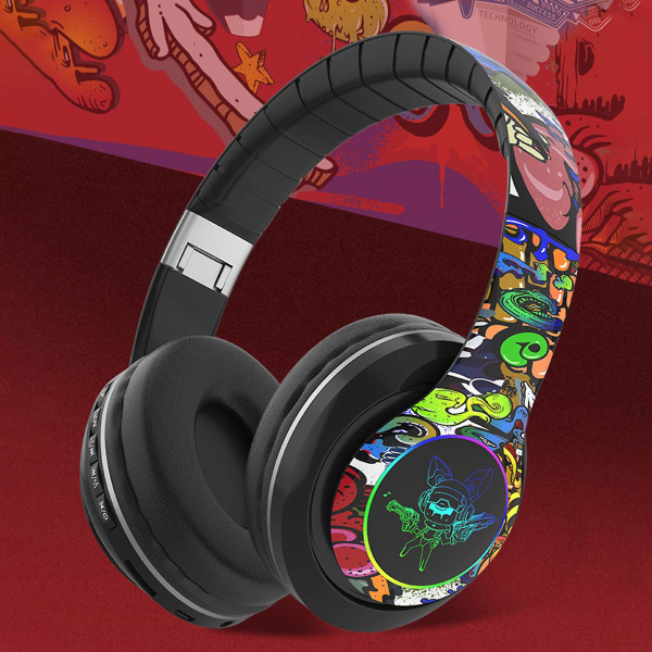 Hodemontert Bluetooth-headset Trådløst Bluetooth-headset Graffiti Live-headset [DB] A