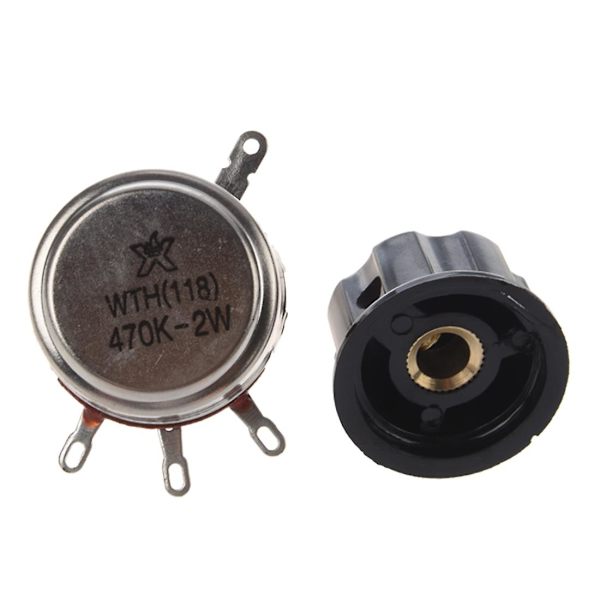 Ersättning 6mm axeldiameter 470K Ohm 2W potentiometer med ratt [DB]