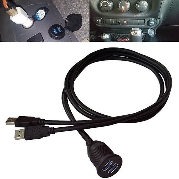 Auton upotettava jatkokaapeli USB 3.0 uros - USB 3.0 naaras jatkojohto [DB]