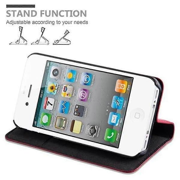 Fodral för iPhone 4 / 4s Vikbart telefonfodral - Skydd - Med stativfunktion och kortfack [DB] Red