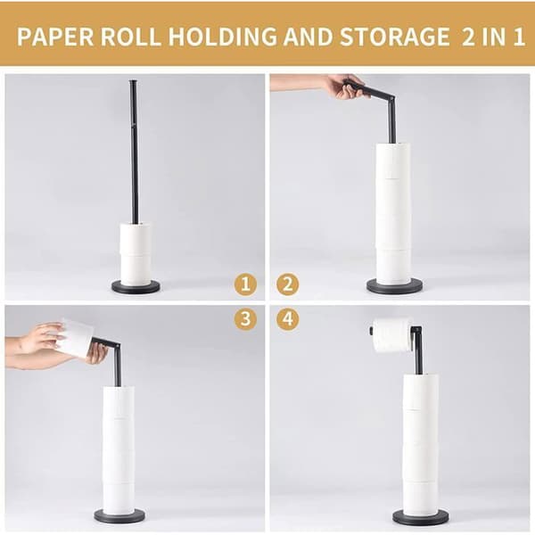 Fritstående toiletpapirholder - OTBACT - Sort - Rustfrit stål - 55x17cm - 4 ruller[DB] Black