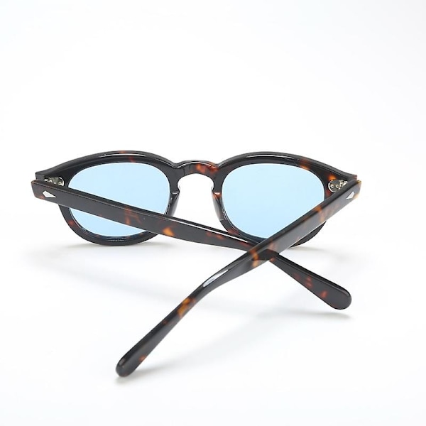 Polariserte Solbriller Johnny Depp Menn Retro Plate {db} Black Frame blue lens Small 44mm