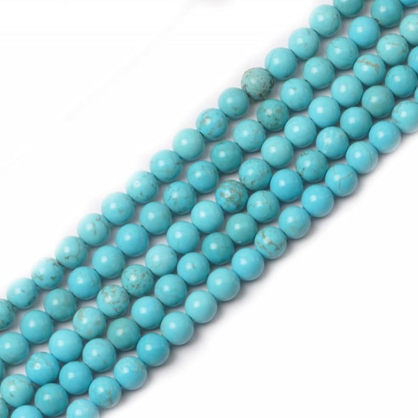 Naturlige blå turkis runde stenperler: 6 mm ædelsten energiperler til smykkefremstilling