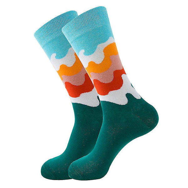 Happy Socks Stripede Menn og Kvinner Sokker med Fargerike Gater Personlige Midt-kalv Sokker [DB] Beach Stripes