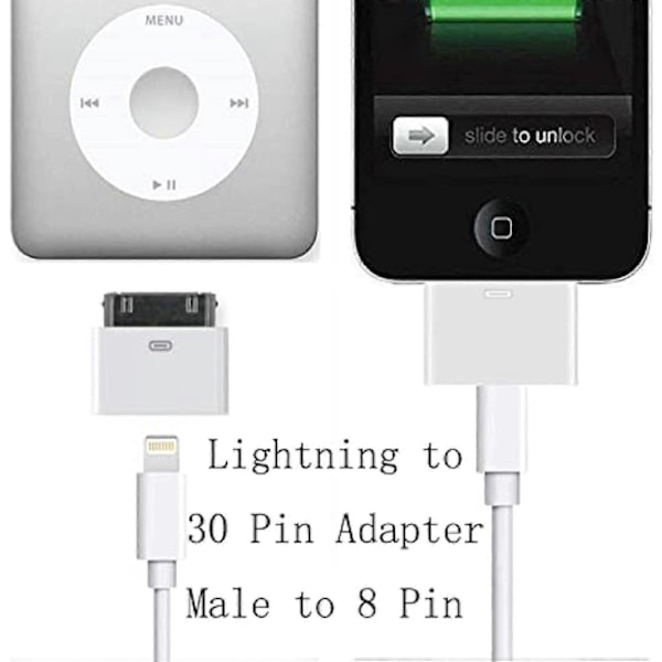 Lightning till 30-stiftsadapter Hane till 8-stifts Hona Kontaktomvandlare med iPhone [Db]