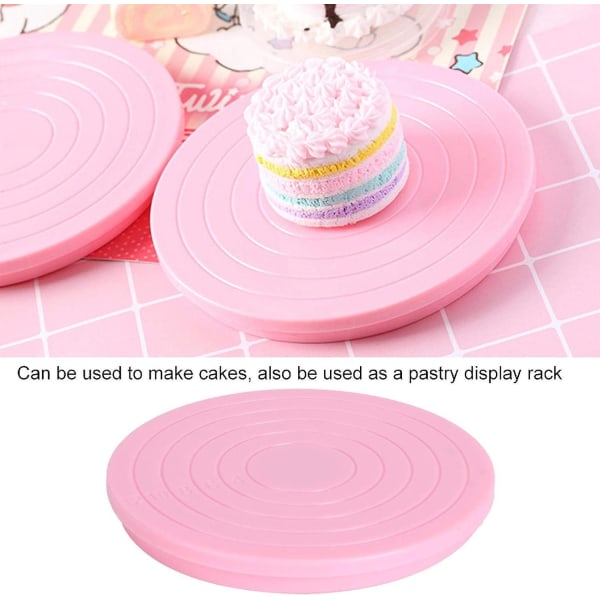 Roterende kageplade, 2 stk. Mini 360 graders basisdisplay drejelig bageværktøj cupcake dekoration forsyninger - Pink