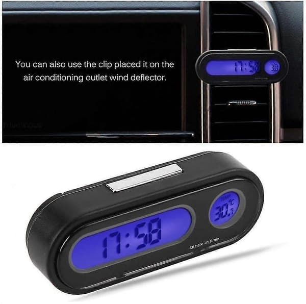 2 i 1 Mini Elektronisk Ur med LED Digitalt Display til Bilinteriør [DB]