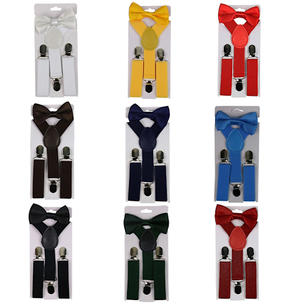2-pack Solid Färgade Barnkläder Pojkar Flickor Clip-on Y-formade Elastiska Upphängare Fluga Qinhai DB Coffee