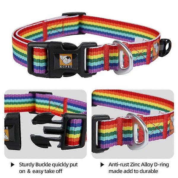 Dog Pride Mode Tilbehør, Regnbueflag Hundehalsbånd med Ikke-absorberende Materiale til Aktive Kæledyr, Drejelig Bolt Snap Tilbyder Sikkerhed og E [DB]