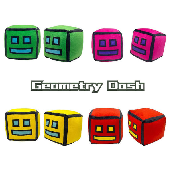 Heta spel The Geometry Dash plyschleksak söt kastkudde fyrkanter fylld docka barnpresenter [DB] Green