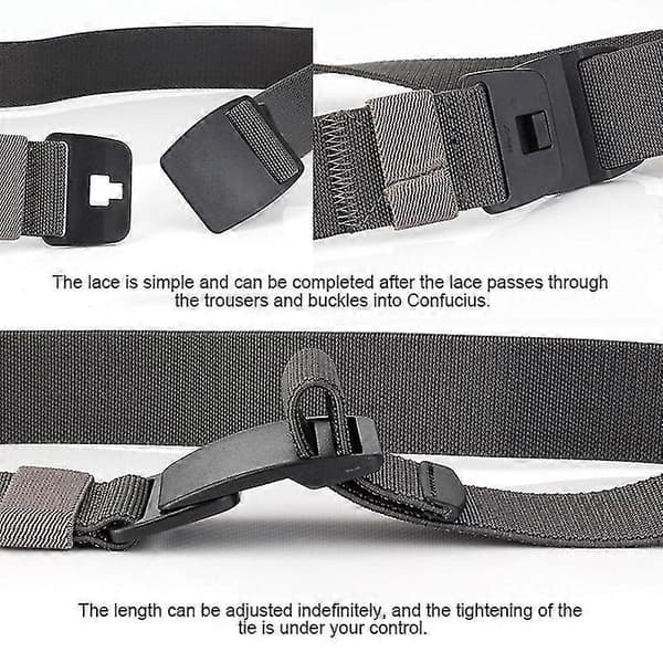 Herre Stretch Belte Usynlig Casual Web Belte Hurtigutløser Flat Plastspenne db Black