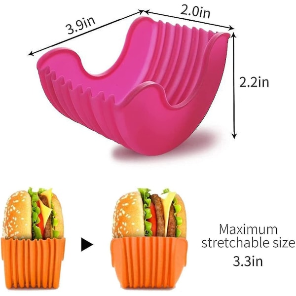 4 stk. Justerbare Silikon Hamburgerholdere, Faste Hamburgerbokser, Gjenbrukbare Hamburgerholdere for Burgerelskere