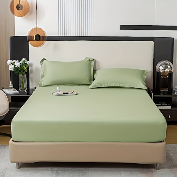 3-delt sengetøysett i ensfarget, mykt, hudvennlig og pustende materiale, for soverom, maskinvaskbart (1*laken + 2*putevar, uten kjerne) [DB] Light Khaki 200cm*220cm