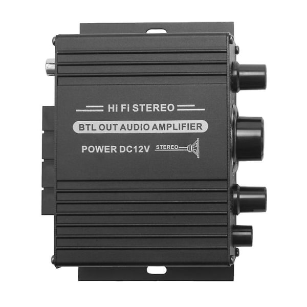 12V Mini Audio Power Bilförstärkare Digital Audio Receiver AMP Dubbel Kanal 20W+20W Bas Diskant Volym DB Black