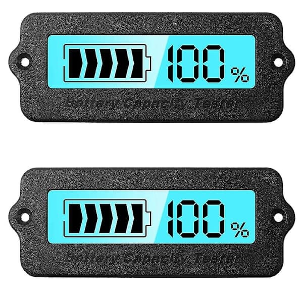 2 stk batterimåler blått lys kapasitetsmonitor DC 8-63V digital batterindikator DC 12V 24V 36V 4 [db] black