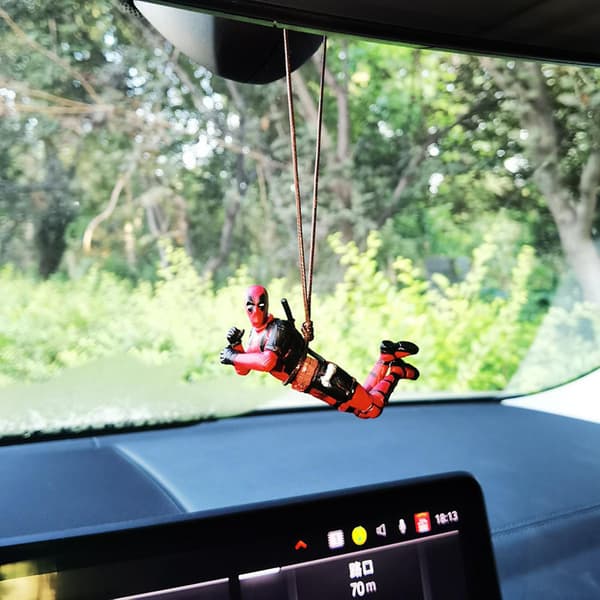 Deadpool-docka prydnad - Söt chic gunga design tecknad dekorera PVC Deadpool bilhängande prydnad för bil DB B