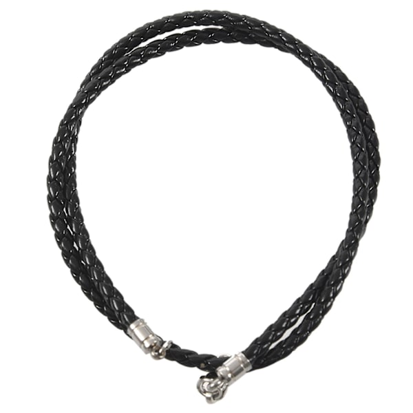 Halsband för män - 3 mm sladd - Läder - Rostfritt stål - För män - Färg Svart Silver - Med