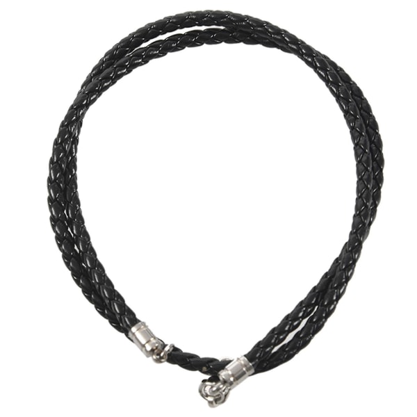 Smycken Herrhalsband - 3mm Sladd - Läder - Rostfritt stål - För Herr - Färg Svart Silver - Med
