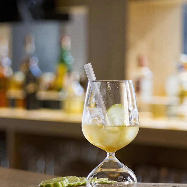 Eksklusivt Design Rund Hoved Glas Sugerør Sæt til Drikkevarer og Cocktails [db]