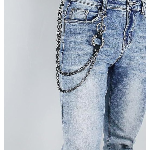 Unisex punkkjeder til bukser, kraftige beltekjeder Hip hop bukser jeanskjede med hummerspenner for lommeboknøkler
