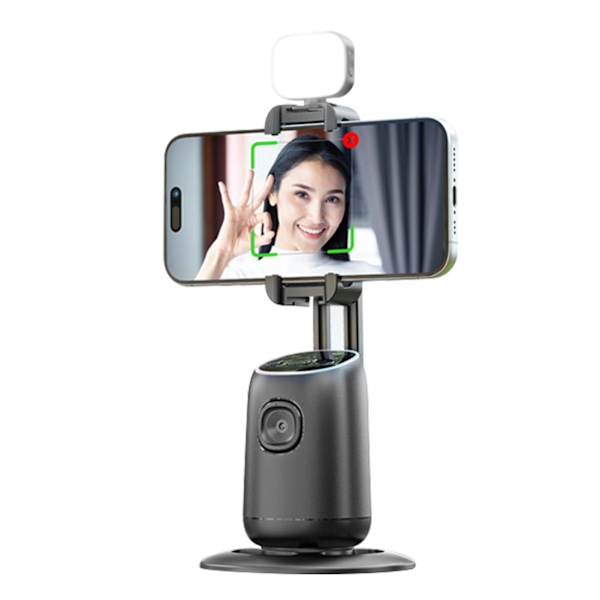 Smart 360° Auto Ansiktsföljande Stativ Skrivbordsföljande Spårning Gimbal för Vlogg Videoinspelning DB Single Fill Light