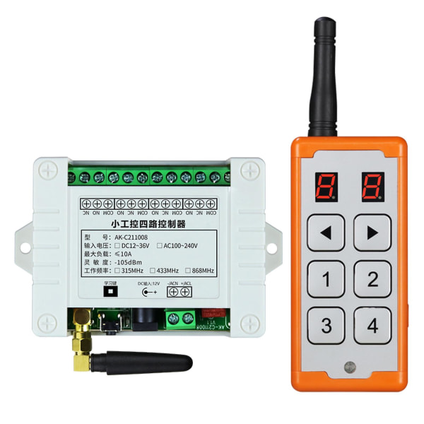 Trådløs Rf Fjernbetjening Dc12v 48v 4 Kanal Universal 433mhz Fjernbetjening Til Lamper Motor Relæ Sender & Modtager