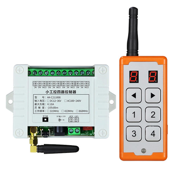 Trådløs Rf Fjernkontroll Dc12v 48v 4 Kanal Universell 433mhz Fjernkontroll For Lamper Motor Relé Sender & Mottaker