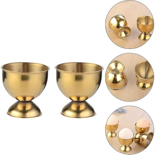 Set med 4 Äggkoppsställ i Rostfritt Stål, Köksredskap Guld {Db}