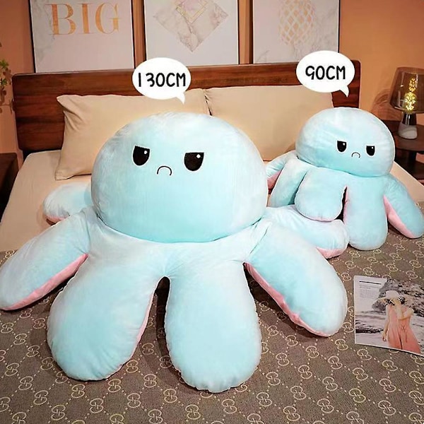 Suuri Kääntyvä Oktopus-Pehmolelu Pehmeä, Halattava ja Monipuolinen Tyynytyyny Lapsille ja Aikuisten js {Db) Blue 90cm