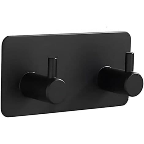 304 rustfrit stål krog, sort sømfri selvklæbende krog (dobbeltkrog, selvklæbende)[DB] Black