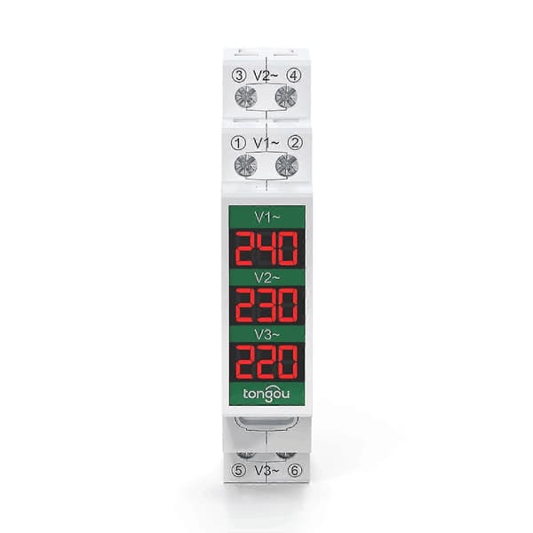 80~500V Trefas 35mm DIN-skena Monterad Spänningsmätare Modulär Voltmeter Mätare 3 LED Digital Display [DB]