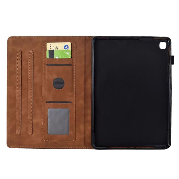 Preget PU-deksel for Samsung Galaxy Tab S5e / T720 [DB] Brown