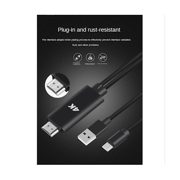 2-in-1 USB-C 3.1 Type-C -yhteensopiva 4k 30 Hz:n sovitinkaapelissa USB-virtalähde puhelimeen liitettäväksi