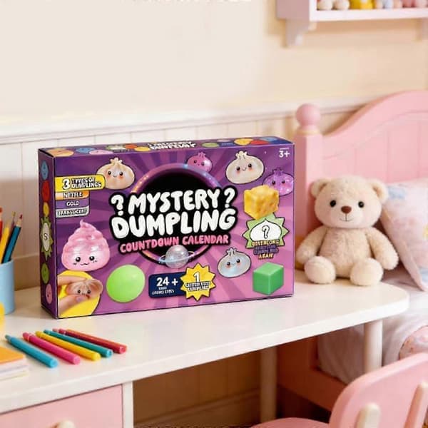 24 dage blød squishy klemme dumpling julekalender - sjov dekompression fidget legetøjssæt Purple