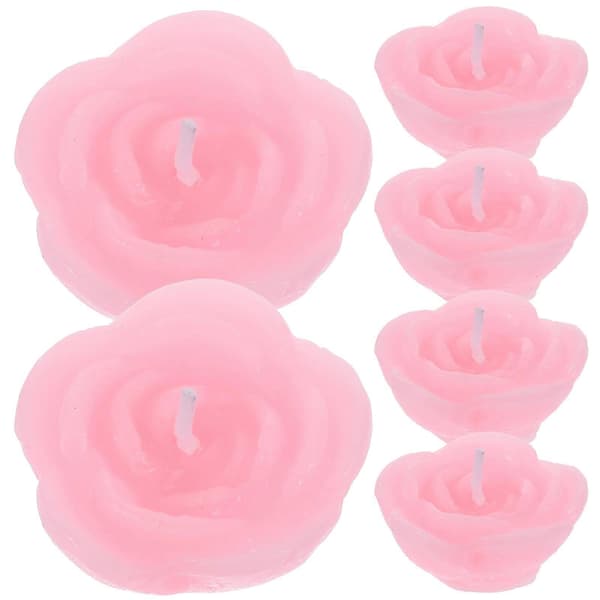 Flytande ljus rosa rosformade ljus för dekoration 6-pack [DB]