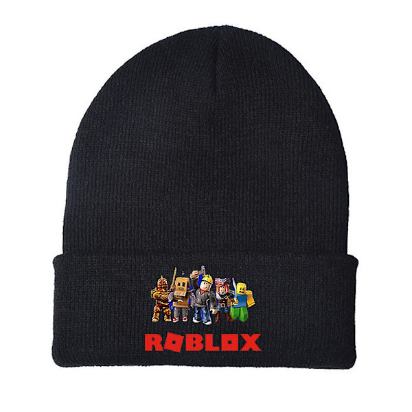Videopeli Roblox -painatus Talvi Neulotupsu Hattu Lapsille Pojat Tytöt Trendikäs Klassinen Lämmin Rullattava Hiihtolippis Lahja [DB] D