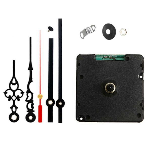 Stille Radiostyrt DIY Klok Mekanisme DCF Signalmodus Klok med 2 Sett Hender Repairdb black