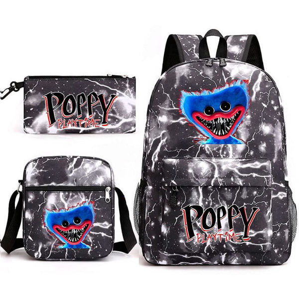 3 stk Sett Anime Game 3d Poppy Playtime Monster Ryggsekker Messenger Bag Blyantveske Lerret Skoleveske For Student Barn DB Only satchel Type 3