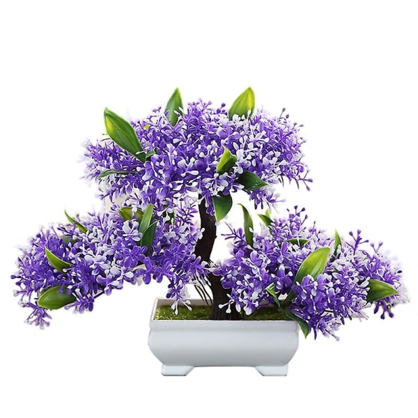 1 stk kunstig potteplante Blomstertre Hjemmekontor Hage Bonsai Dekor Ornament Jikaix Purple