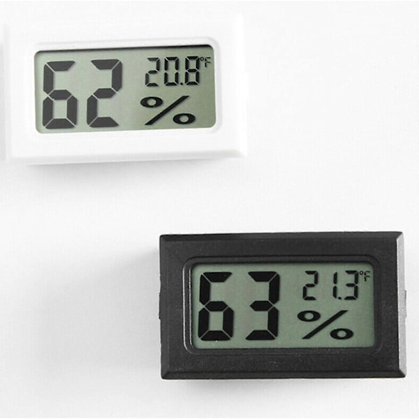 12 Pak Mini Små Digitale Elektroniske Temperatur- og Luftfugtighedsmålere Måler Indendørs Termometer Hygrometer LCD-Skærm Celsius [DB] white
