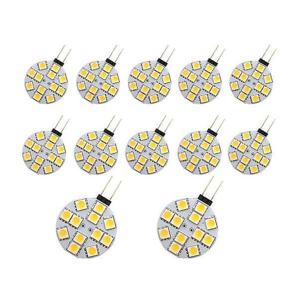 12 st G4 Puck Lights LED-lampor Sidpinne Bas Rund G4 5050 12smd LED Rv Camper Ljus Hemläsning L [DB]