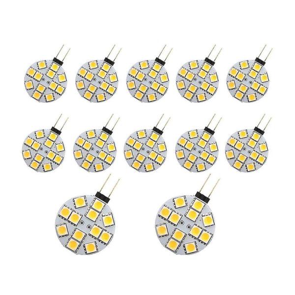 12 stk G4 Puck-lys LED-pærer Side Pin Base Rund G4 5050 12smd LED Rv Camper Lys Hjem Lesing L [DB]