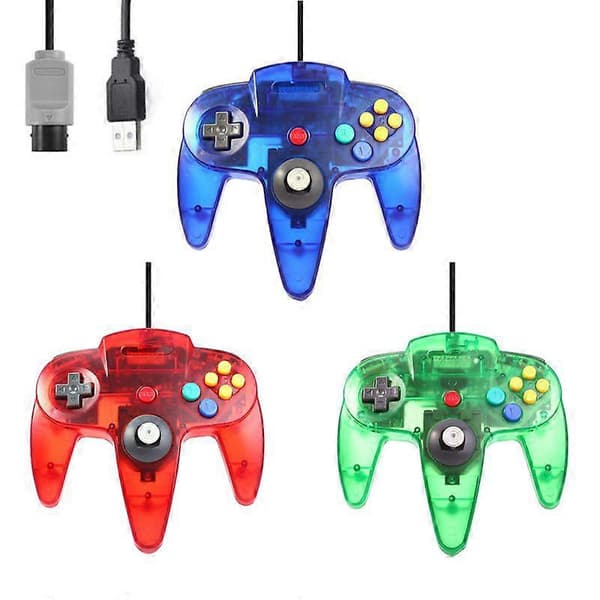 Til Nintend N64 Gamepad Transparent Kablet Controller Gaming Joystick Game Pad Til Mac Gamepads [DB] USB red
