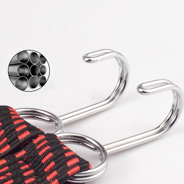 1M/for 3M Lang Elastisk Stropp Tau med Metallkroker Multifunksjonell Bungee Stropp [DB] Black red 3M