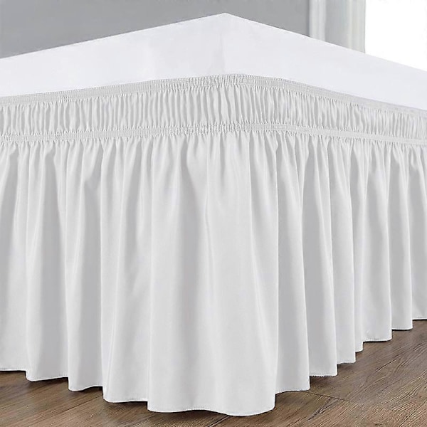 (Dobbel 150 x 200 40 cm, Hvit) Sengeskjørt Ruffet sengeskjørt Robust og elastisk sengebunnsdeksel Wrap-around-stil Ruffet sengebunner, Enkel å db
