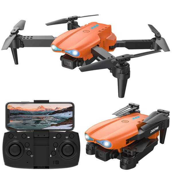 Drone med dobbel 1080p Hd Fpv-kamera Fjernkontrollleker Gaver til gutter Jenter med høyde Hold hodeløs modus Starthastighetsjustering [DB] Orange