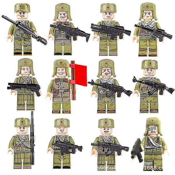 8-24stk/sæt Minifigur Special Forces Soldat Samlede Blokke Legetøj Byggeklodser Børn Gave [DB] 12Pcs Red Army