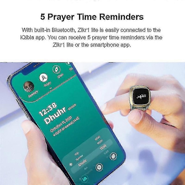 Smart Tasbih Teller Ring For Muslimer Zikr Digital Tasbeeh 5 Bønnetider [DB] Coffee